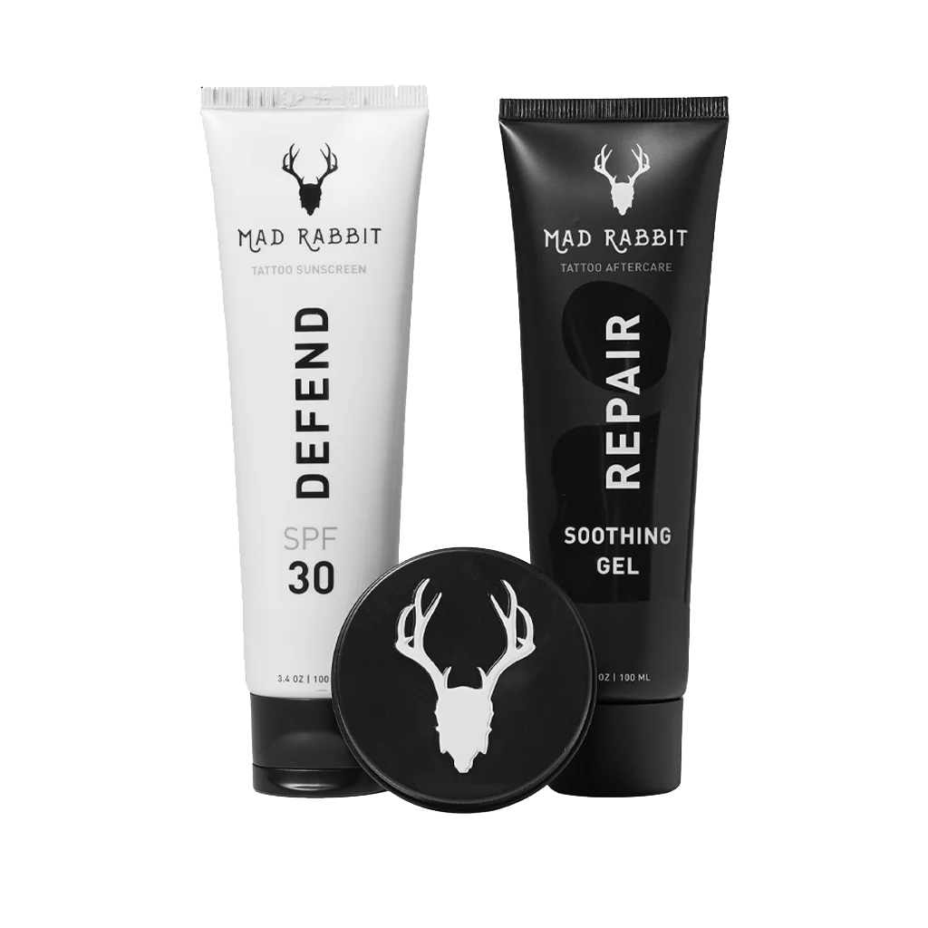 Mad Rabbit Tattoo Starter Kits. Almont Ink Tattoo After Care Products.