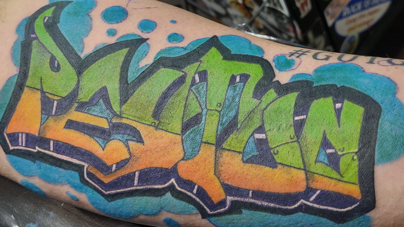 Almont Ink Tattoo Studio Graffiti Style Tattoo. Timm Nowakowski.