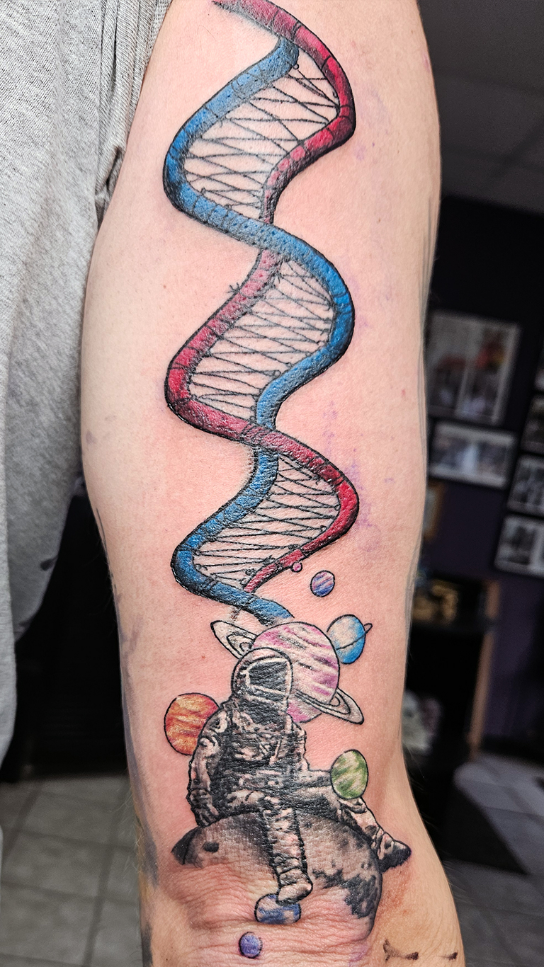 DNA Space Tattoo. Timm Nowakowski Tattoos.