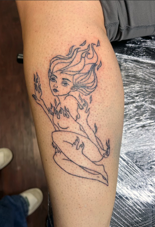 Almont Ink Tattoo Fire Sprite Outline - Ruth Main